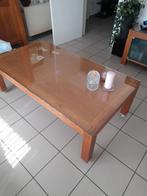 Salontafel op wieltjes met glazen blad, Ophalen, Zo goed als nieuw
