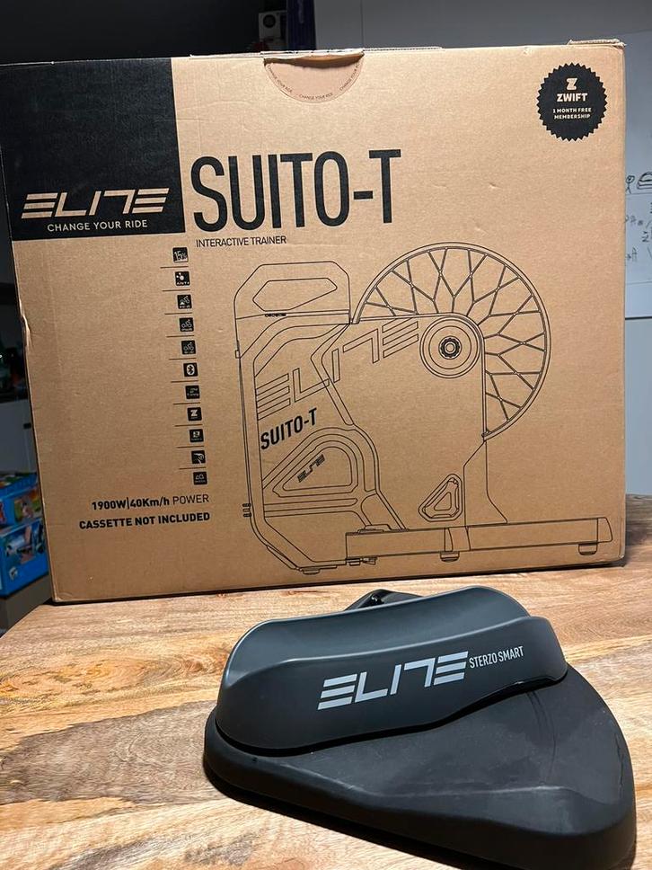 Elite Suito-T indoortrainer + Sterzo smart, Sport en Fitness, Wielrennen, Zo goed als nieuw, Ophalen