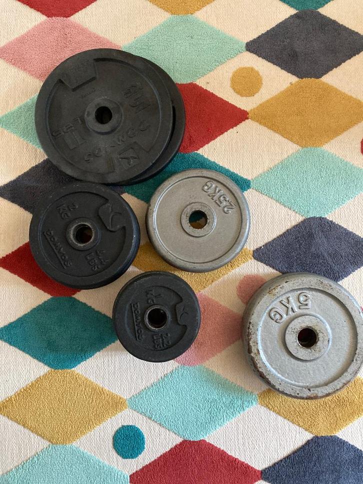 Halterschijven 28mm, Sport en Fitness, Fitnessmaterialen, Gebruikt, Halterschijven, Ophalen