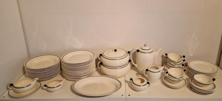 Vintage servies Petrus Regout & Co Maastricht, groene rand, Antiek en Kunst, Antiek | Servies los, Ophalen