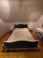 Klassiek tweepersoonsbed met bijpassende nachtkastjes, Ophalen, Blauw, 210 cm, Tweepersoons