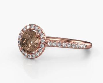 Belle bague en diamant (1,53 carats) en or rose 14 carats disponible aux enchères