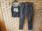 (6)- jeans femme t.38 gris - onado + top noir, Kleding | Dames, Onado, Ophalen of Verzenden, Zo goed als nieuw, W30 - W32 (confectie 38/40)