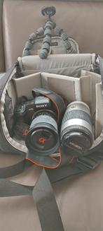 Sony Alpha 350 met Minolta telelens, tas, statief, Audio, Tv en Foto, Ophalen of Verzenden, Zo goed als nieuw