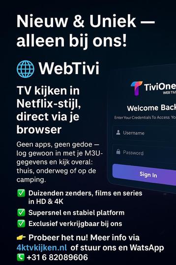 WebTivi (uniek & exclusief) beschikbaar voor biedingen