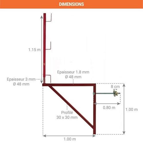 Console d'échafaudage 1m x 1m, Bricolage & Construction, Échafaudages, Comme neuf, Enlèvement