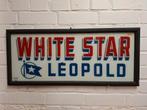 Originele Glas Reclame Leopold White Star bier, Verzamelen, Ophalen, Gebruikt, Reclamebord