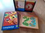 Leesplankje,  houten rekenpuzzel en telraam met klok, Kinderen en Baby's, Ophalen of Verzenden, Gebruikt