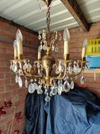 Luster grootmoederstijd Kopermet kristallen hangertjes, Maison & Meubles, Lampes | Lustres, Autres matériaux, Vintage, Enlèvement