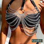 NIEUW!! body harnas lingerie sexy party, festival kleding, Lickylicks, Verzenden, Zwart, Body of Korset
