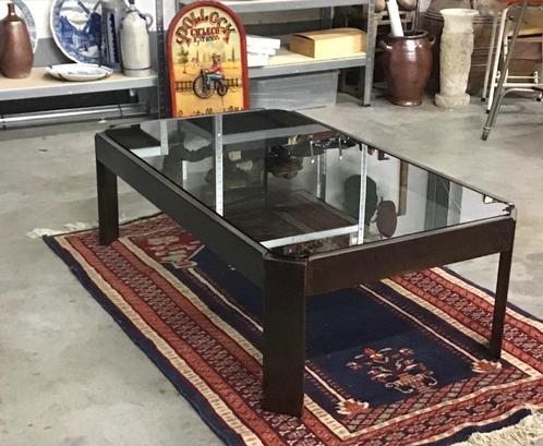 Vintage Salontafel, Huis en Inrichting, Tafels | Salontafels, Gebruikt, Rond, Glas, Ophalen