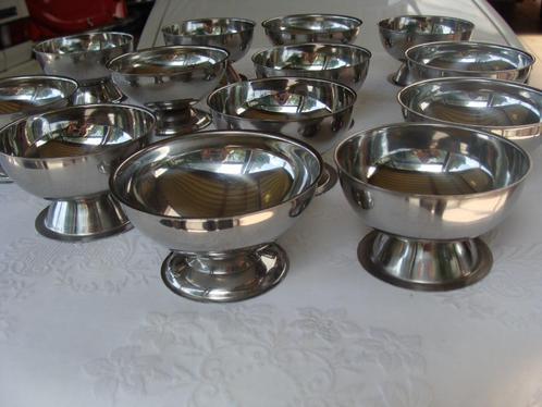 anciennes  coupes à glace,  en inox 18/8, vintage, Antiek en Kunst, Antiek | Servies compleet, Ophalen of Verzenden