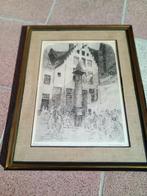 gesigneerde ets van St Niklaas Antwerpen , Henri Geertsen, Antiek en Kunst, Kunst | Etsen en Gravures, Ophalen of Verzenden