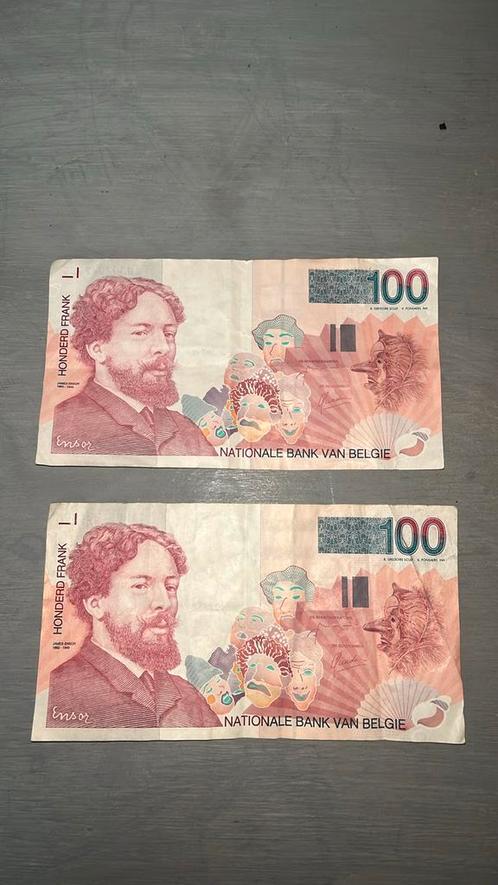 2 billets de 100 francs belges, Postzegels en Munten, Bankbiljetten | België, Ophalen