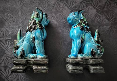 Paar Japanse keramische Komainu-honden, Antiek en Kunst, Curiosa en Brocante, Ophalen of Verzenden