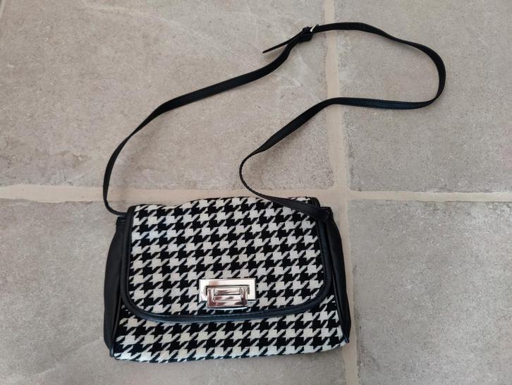 Pied de poule schoudertasje/crossbody, Handtassen en Accessoires, Tassen | Schoudertassen, Gebruikt, Overige merken, Ophalen of Verzenden