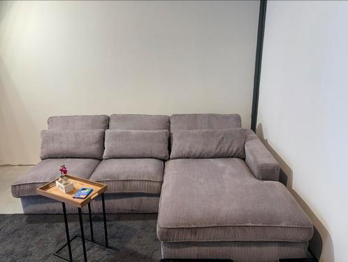 GRATIS BEZORD| grijze ribstofhoekzetel, Huis en Inrichting, Zetels | Complete zithoeken, Zo goed als nieuw, Ophalen