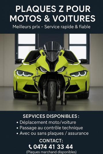 Plaque z moto & voiture controle technique transport Livrais, Autos : Divers, Enlèvement ou Envoi