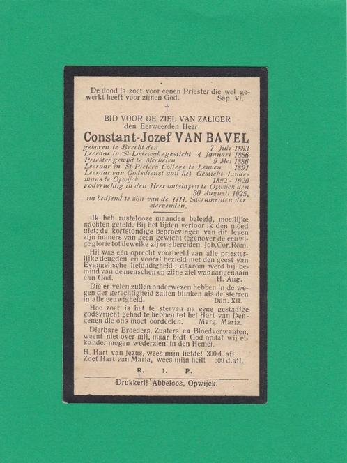 DP Priester Constant Van Bavel, Collections, Images pieuses & Faire-part, Image pieuse, Enlèvement ou Envoi
