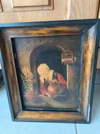 Antieke olieschilderij persoon bij een raam of nis met kruik, Enlèvement ou Envoi