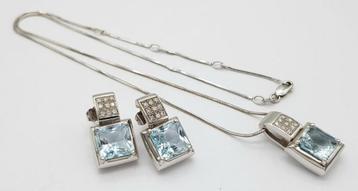 18 karaat wit gouden ketting en oorbellen van Recarlo beschikbaar voor biedingen