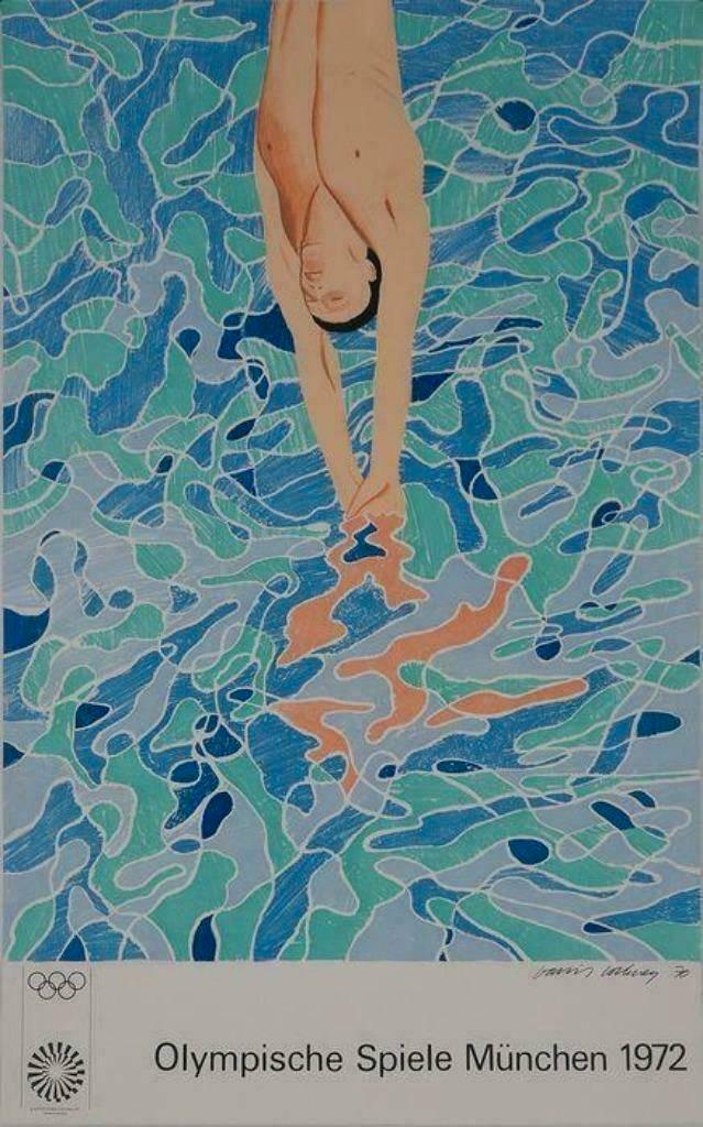 David Hockney - Diver - Olympische Spelen 1972, Antiek en Kunst, Kunst | Litho's en Zeefdrukken, Verzenden