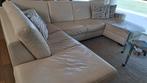 Hoeksalon in leder met loungezetel, Huis en Inrichting, Ophalen, Gebruikt, Hoekbank, Leer