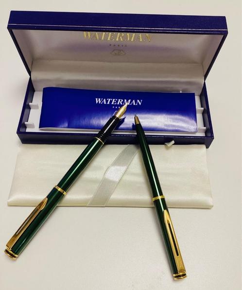 Vintage Waterman Set uit de jaren 90, voorwoord, smaragdgroe, Verzamelen, Pennenverzamelingen, Zo goed als nieuw, Pennenset, Waterman