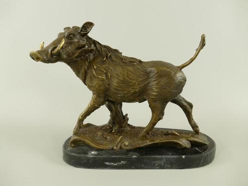 brons zwijn op marmeren console, Verzamelen, Beelden en Beeldjes, Nieuw, Dier, Ophalen of Verzenden