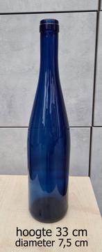 smalle vaas in blauw glas - hoogte 33,5 cm, Glas, Blauw, Ophalen
