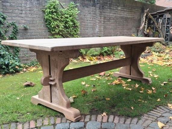 Oud eiken kloostertafel eettafel 220x83x75, Huis en Inrichting, Tafels | Eettafels, Zo goed als nieuw, 50 tot 100 cm, 200 cm of meer