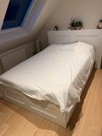 Ikea Brimnes 140x200 wit met lades/Lonset latten, Comme neuf, Enlèvement, Blanc