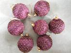 7 boules de Noël violettes en tissu de soie et deco en or, Enlèvement ou Envoi, Comme neuf