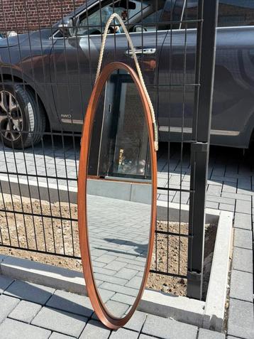 Miroir oval en teck vintage 1960, Enlèvement, Utilisé