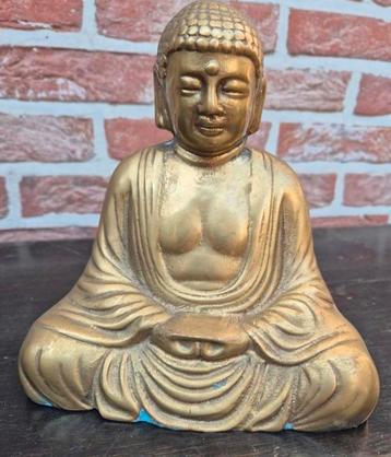 Vintage zware Boeddha beeld in messing/ koper beschikbaar voor biedingen