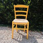 4 zonnige houten stoelen met rietzitting, Huis en Inrichting, Ophalen, Gebruikt