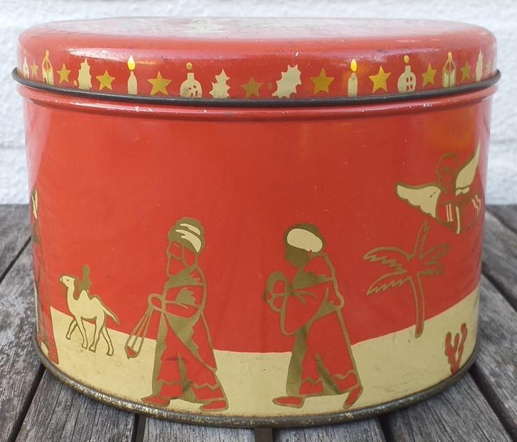 oude blikken snoepjesdoos - Trefin, UK - Kerstmis, Verzamelen, Blikken, Ophalen of Verzenden