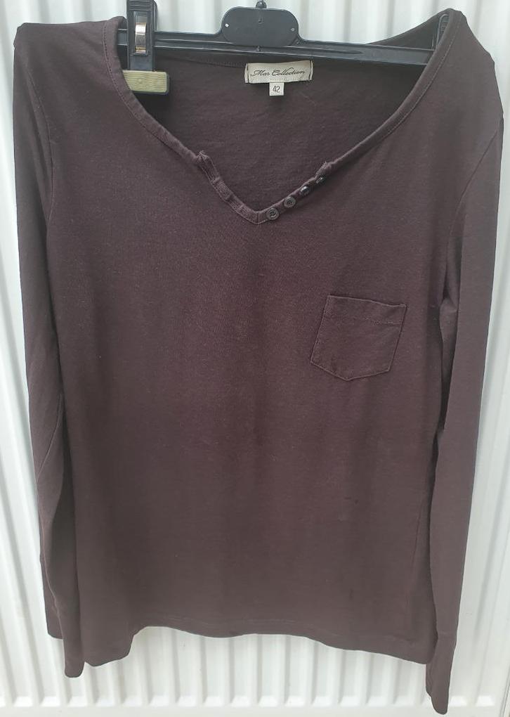Bruine t-shirt met lange mouwen van Mar Collection maat 42, Kleding | Dames, T-shirts, Gedragen, Maat 42/44 (L), Bruin, Lange mouw