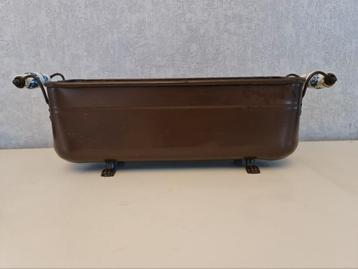 Koperen bloembak met Delfts blauwe handvaten   beschikbaar voor biedingen