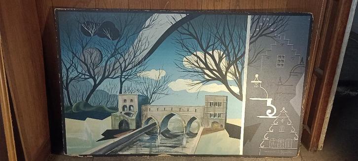 Peinture panneau signée Maurice Jean Lenoble, 122x75,n637, Antiquités & Art, Art | Peinture | Abstraite, Enlèvement