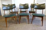 Prachtige set van 6 vintage retro stoelen en eettafel, Ophalen, Gebruikt, Retro vintage midcentury, 4 tot 6 stoelen