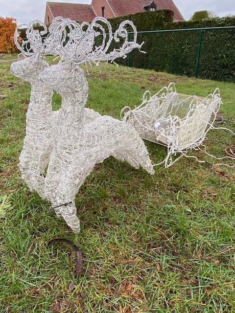 2 mooie herten met koets kerstverlichting tuin, Divers, Noël, Utilisé, Enlèvement