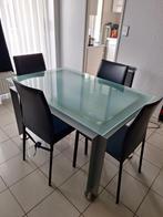 Table +4 chaises en cuir bleus  voir achat sur papier, Maison & Meubles, Tables | Tables à manger, Comme neuf, Enlèvement