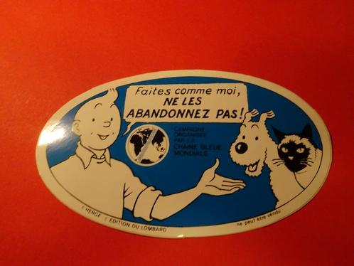 Sticker Kuifje en de dieren, Verzamelen, Stripfiguren, Zo goed als nieuw, Plaatje, Poster of Sticker, Kuifje, Ophalen of Verzenden
