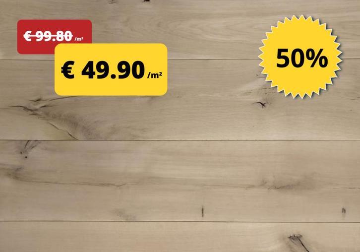 Houten vloeren voor € 49.90 /m² incl BTW - 50% KORTING, Huis en Inrichting, Stoffering | Vloerbedekking, Nieuw, Parket, 75 m² of meer