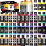Acrylverf set |  36 kleuren in flessen | 12 penselen | Nieuw, Hobby en Vrije tijd, -, Verzenden, -, Acrylverf