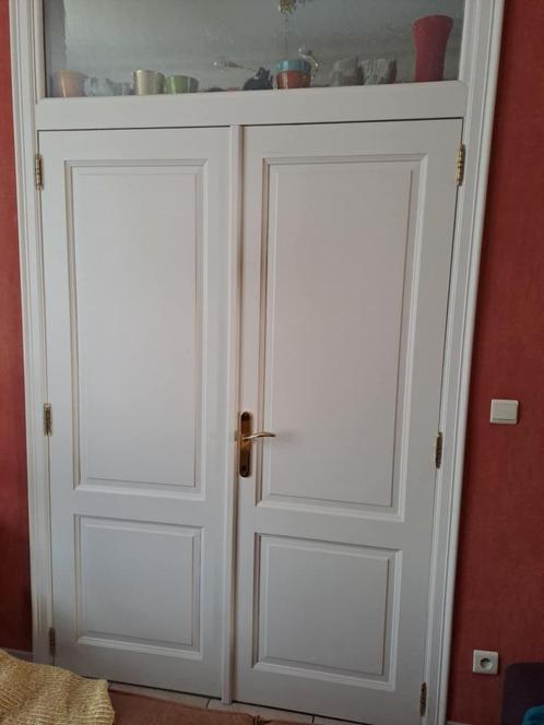 Dubbele houten binnendeur, Doe-het-zelf en Bouw, Deuren en Vliegenramen, Gebruikt, Binnendeur, 200 tot 215 cm, 120 cm of meer