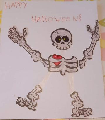 Halloween kaart skelet (kinderopvang)