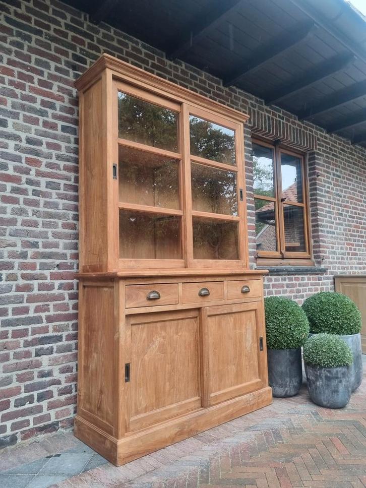 Teak buffetkast/vitrinekast GRATIS LEVERING, Huis en Inrichting, Kasten | Buffetkasten, Zo goed als nieuw, Ophalen of Verzenden