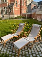 Ligstoelen La Redoute beige hout twee stuks, Jardin & Terrasse, Chaises longues, Enlèvement, Utilisé, Bois, Réglable